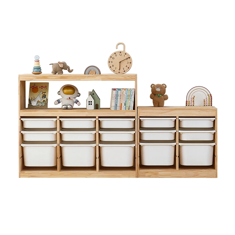 Gabinete de almacenamiento dos en uno de estantería de juguetes para niños con estante multicapa de gran capacidad