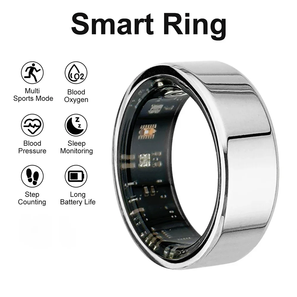 

2024 Smart Ring Men IP68 Waterproof Health Detection Heart Rate Sleep Monitor, Women Sports Tracker Smartring for Android IOS