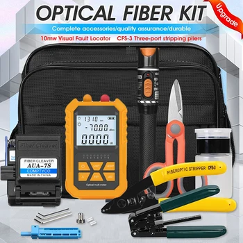 Fiber Optic Tool Kit AUA-7S Fiber Cleaver -70~+6dBm/-50~+26dBm 3 in 1 Mini Optical Power Meter with 10Mw Visual Fault Locator