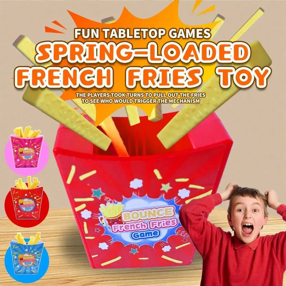 1pc Flying French Fries Desktop Game Draw French Fries Toy Party Multiplayer Tabletop Game Prank Bounce French Fries Games