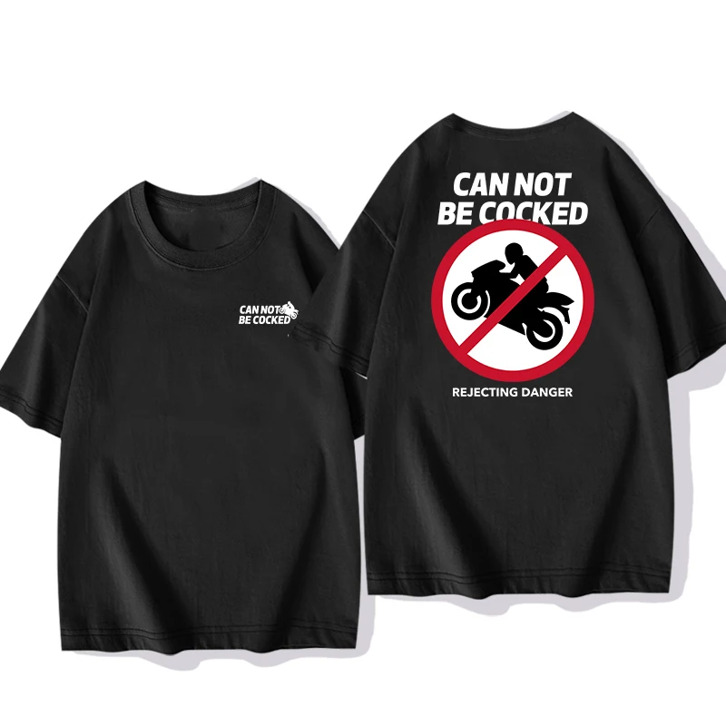 

New Funny “No Wheelie” Printed Cotton T-shirt Men Women Motorcycle Street Riding Daily Comfortable Casual Fashion Top