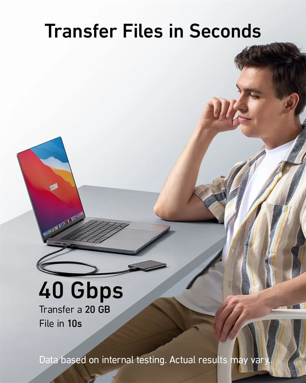 USB Type C to Type C Cable, PD 240W Fast Charging, USB C Charge Data Cable, 8K @ 60Hz HD Video Converter Cable for Macbook