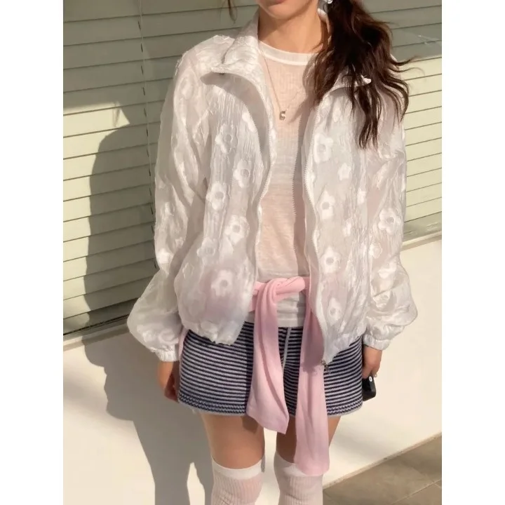 

Casual Loose Floral Print Sun Protection Outerwear Air Conditioning irt Versatile Summer Long Sve Women's Faion