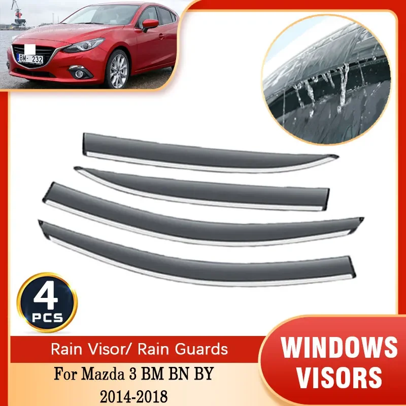 For Mazda 3 BM BN BY Hatchback Sedan 2014~2018 Rain Sunshade Car Window Visor Windshield Deflectors Protective Cover Accessory