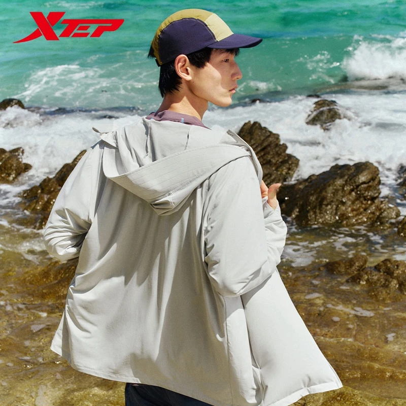 Xtep Knitted Hooded Jacket For Men 2024 Summer Comfortable Men\'s Sweatshirt Breathable Normcore Hooded Outdoor Tops 876229940154