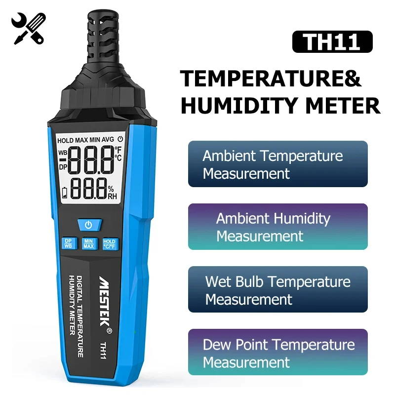 TH11 LCD Electronic Digital Temperature Humidity Meter Thermometer -20-60°C Hygrometer Indoor Outdoor Weather Station Clock