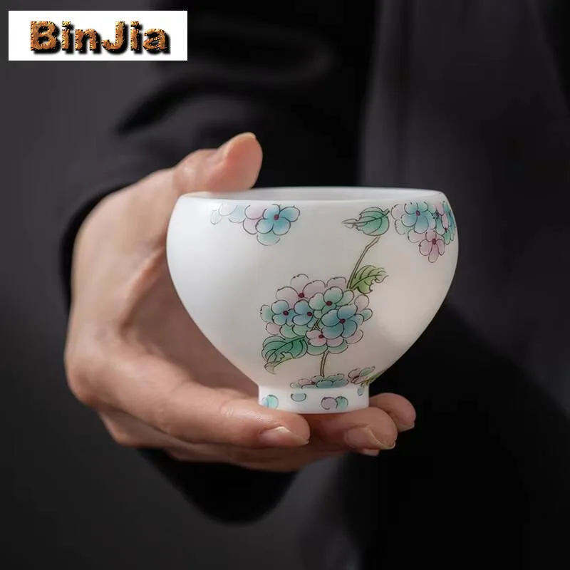 الأغنام الدهون اليشم الأبيض الخزف فنجان الشاي اليدوية مسامية المحمصة براد شاي الشخصية ماستر كوب التأمل أكواب الكونغ فو Teaware هدية