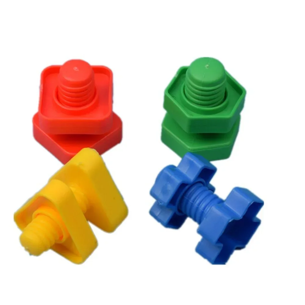 8 Set Montessori Screw Building Blocks Plastic Insert Blocks Nut Shape Toys for Children Learning Educational Toys Scale Models