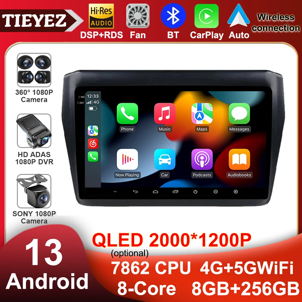 

9" Android 13 Car Radio Wireless Carplay Auto For Suzuki Swift 5 2016 - 2020 DSP GPS Navigation Multimedia Player 4G Lte WIFI BT