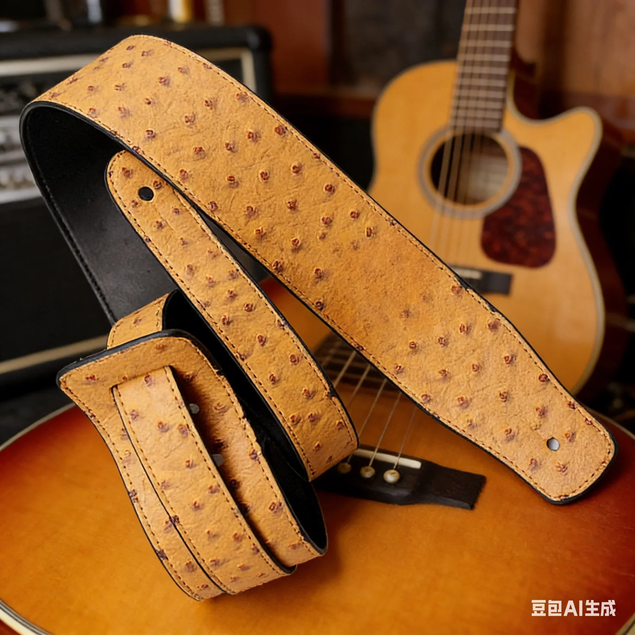 1pc Guitar Strap PU Leather Embossed Adjustable Shoulder Belt  For Acoustic Electric Bass/Guitars Strap Replace Accessories