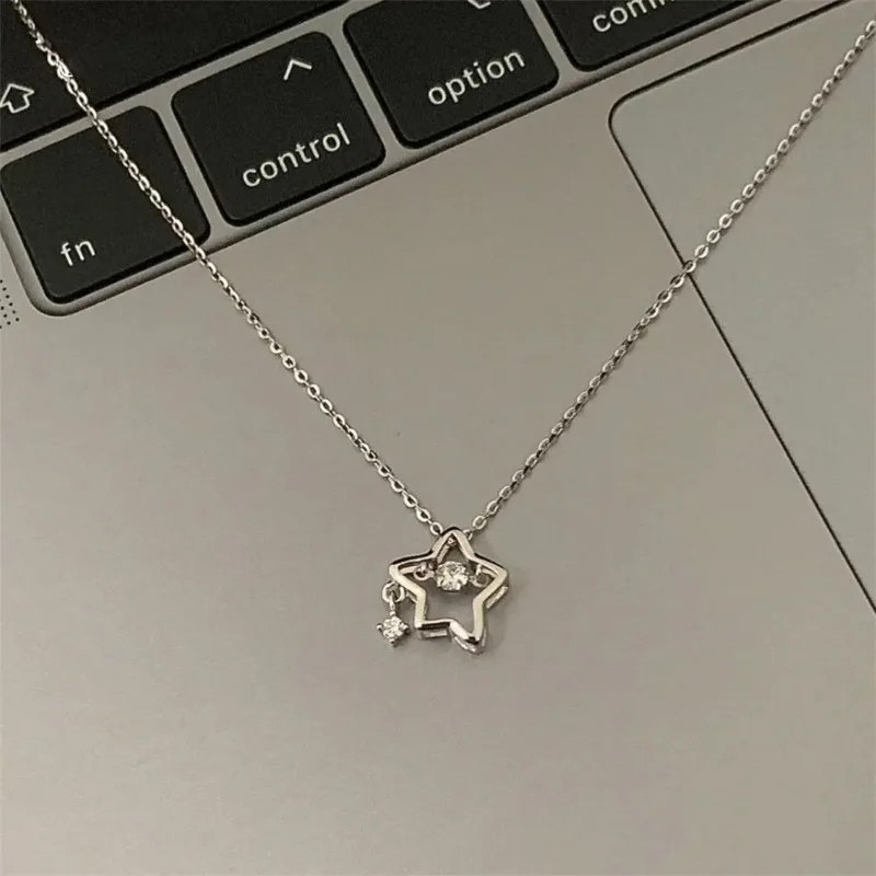 Five Point Star Pendant Necklace for Women Sweet Girl Zircon Clavicle Chain Luxury Unique Design Jewelry Gift