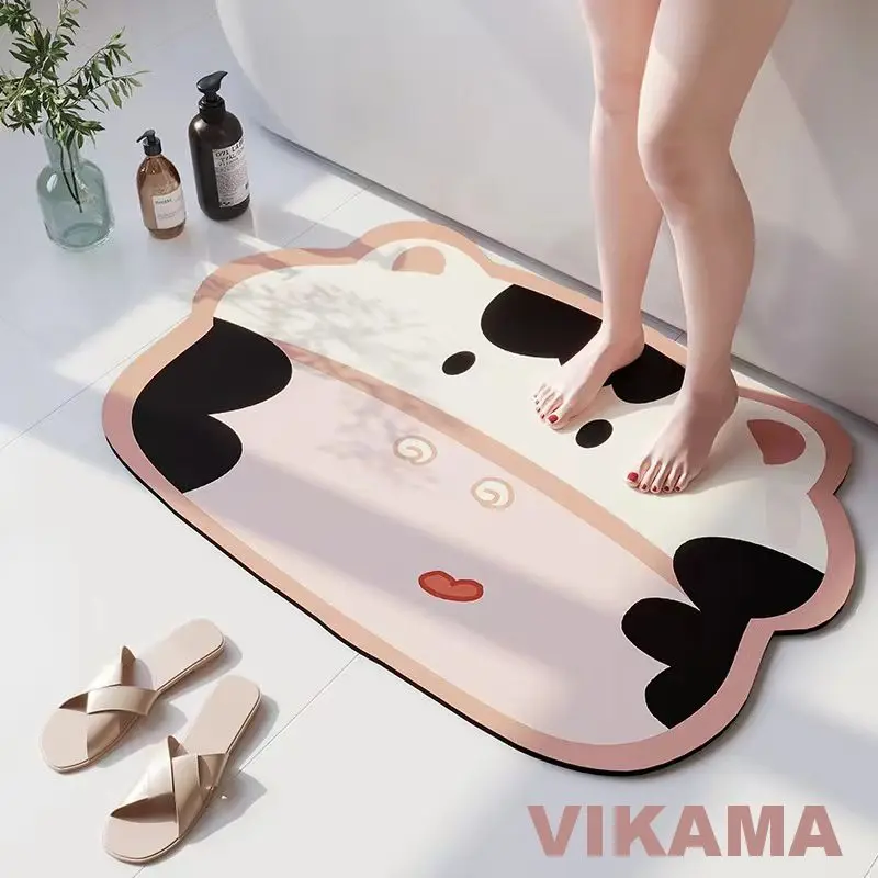 VIKAMA Diatomite Zoo Animal Cartoon tappetini cucina bagno toilette ingresso antiscivolo resistente allo sporco tappeto facile da pulire