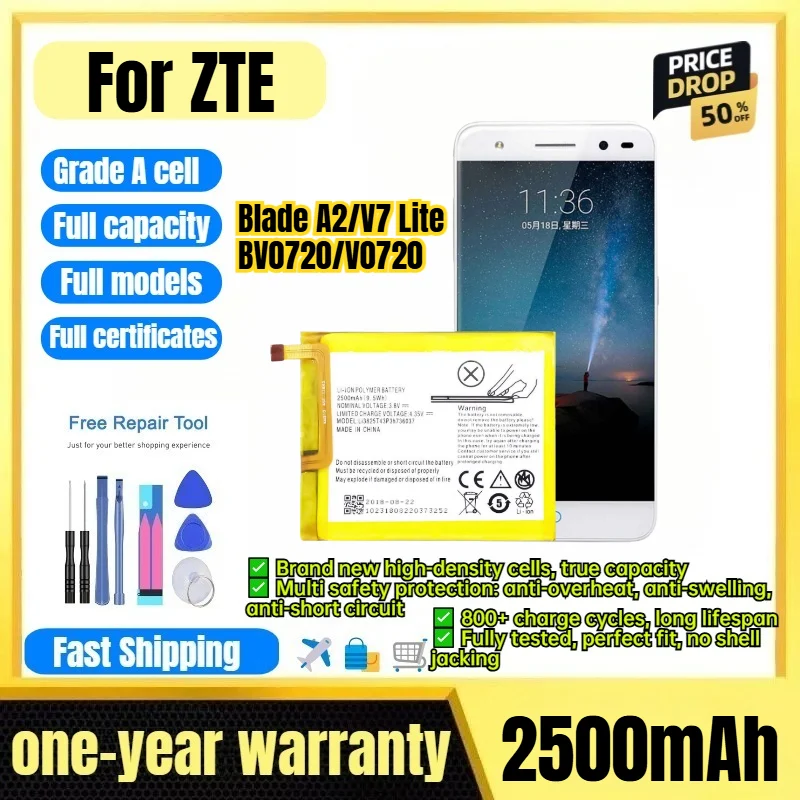 Li3825T43P3h736037 for ZTE Blade A2/V7 Lite/BV0720/V0720 Phone Battery  High Capacity Battery Replacement Bateria with Tools