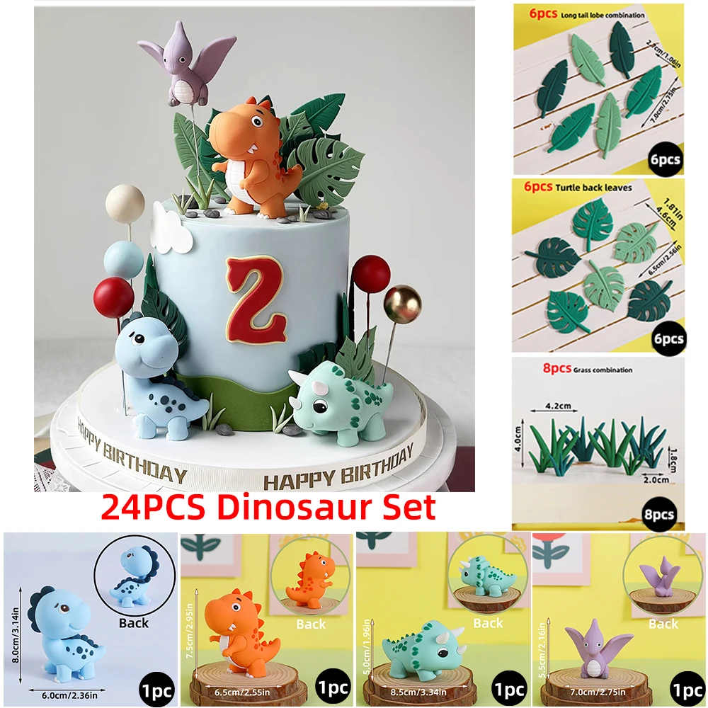 Jurassic Dinosaur Cake Topper Tyrannosaurus Rex Triceratops Pterosaur for Kids Happy Birthday Party Decoration Baby Shower Decor