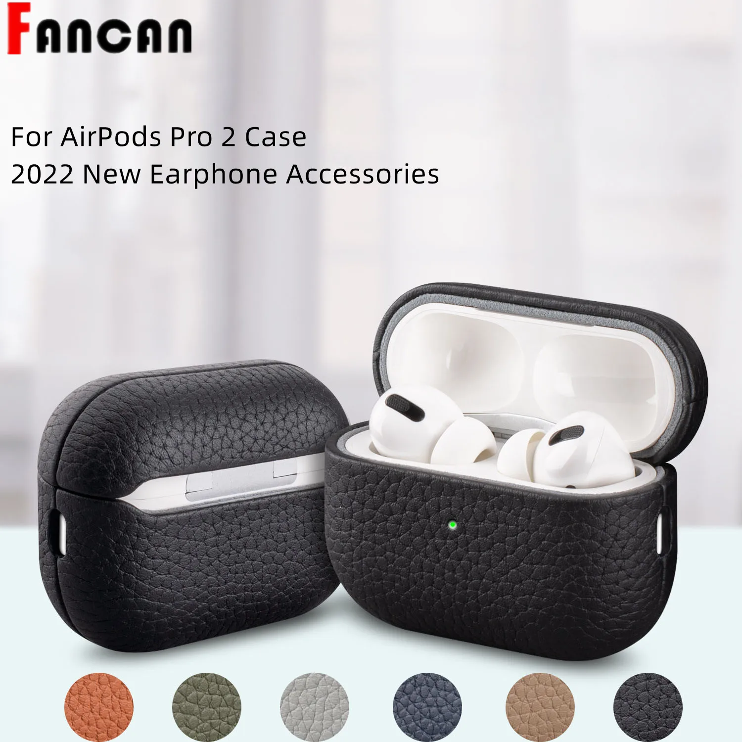 

2022 New Case for AirPods Pro 2 Case Luxury Genuine leather Cases Wireless Bluetooth Headset Turn fur Cover 3D for AirPods Pro 2