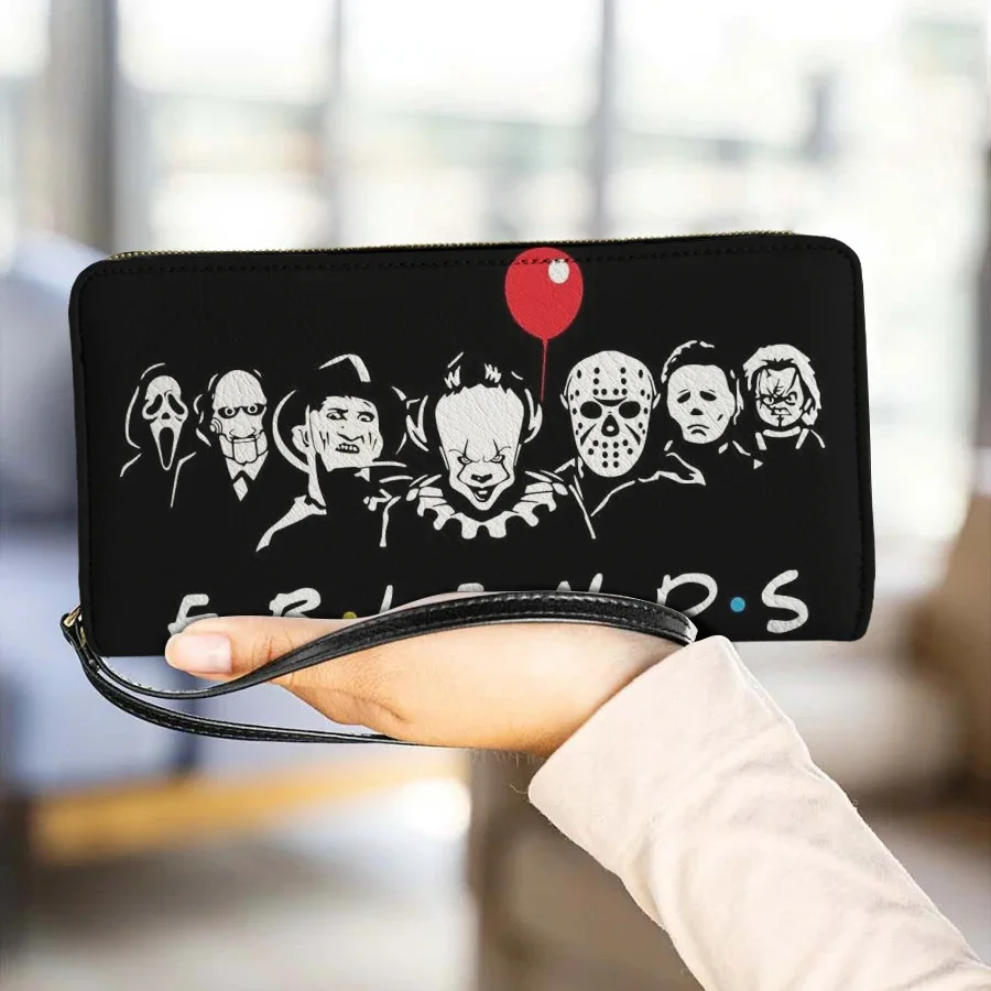 

Horror Movie Character Print Women Clutch Fashion Shopping Coin Purse Wristband Wallet Multifunctional Zipper Credit Card Holder