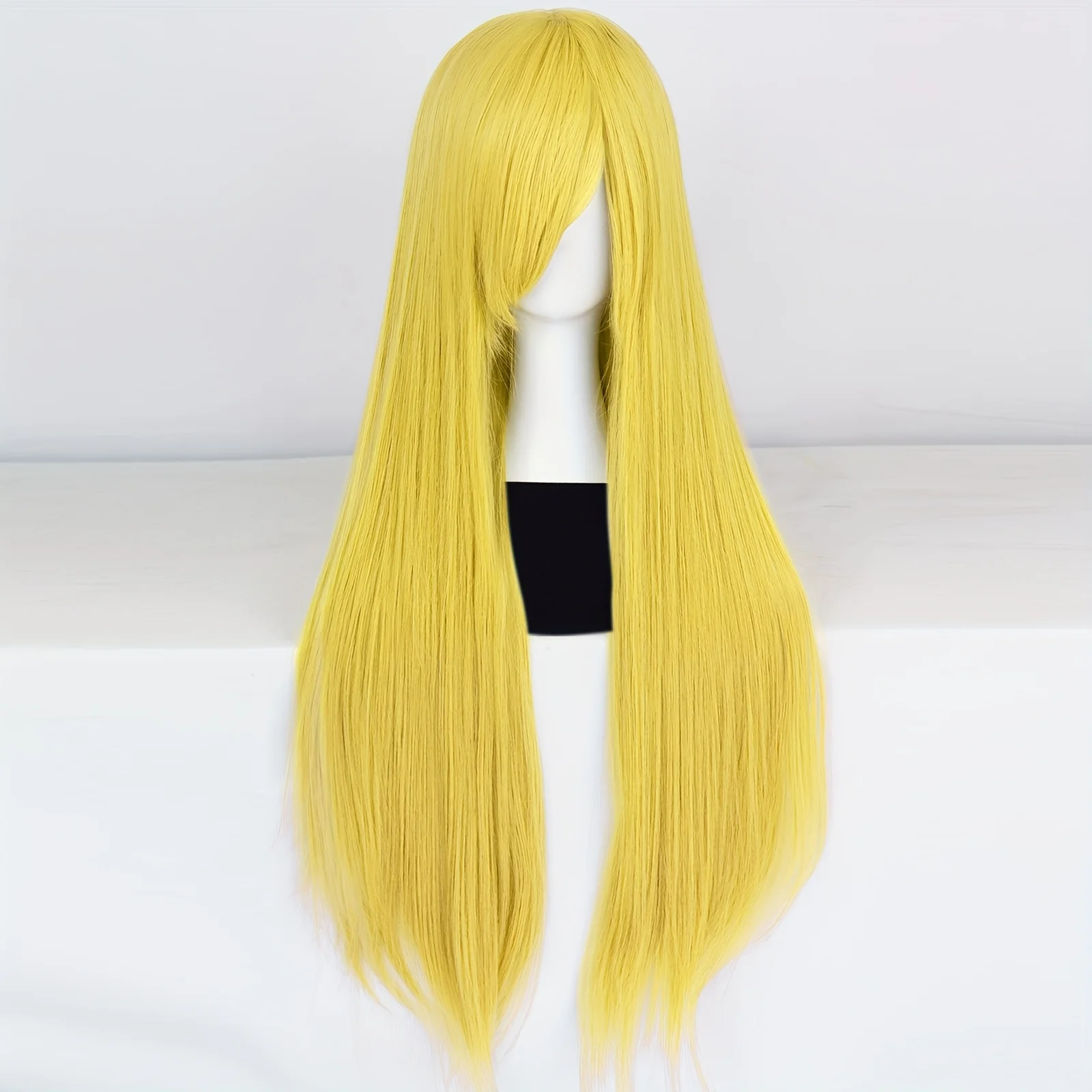 Synthetic Long Straight Yellow Role-Playing Wig with Bangs, Suitable for Women, Halloween, Parties, Daily Outfit Wig image 4