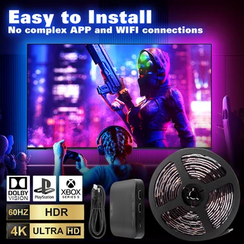 새로운 주변 TV Led 백라이트 4K HDMI 호환 2.0 장치 동기화 상자 EU/US 플러그 RGB 스트립 조명 화면 색상 동기화 Led 조명 키트