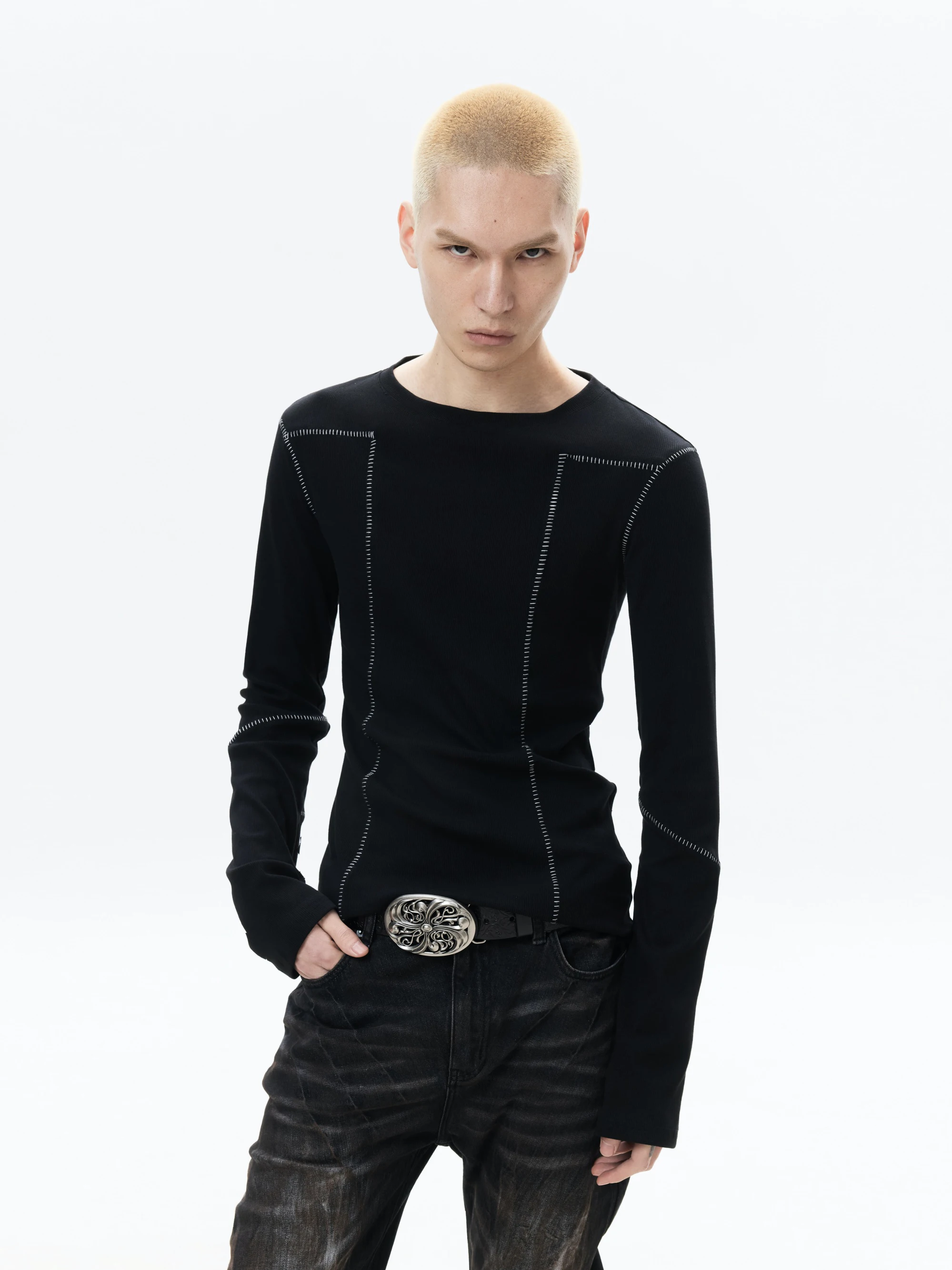 

Slim Fit Long Sleeve Black T-Shirt FRKM SCD 26 SS Design Breathable Comfortable Base Layer Shirt Casual Style round Neck