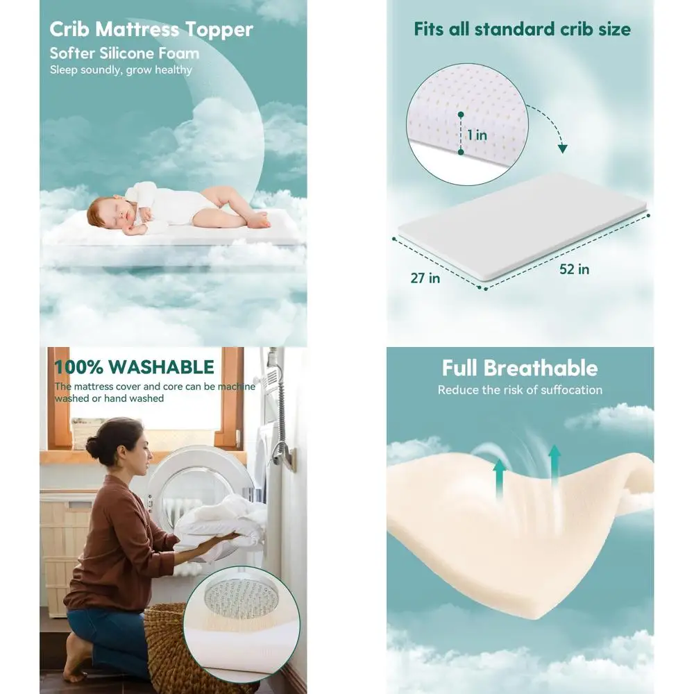 

Дышащий силиконовый наматрасник для малышей, можно стирать в машине, чехол на молнии, 52x27x1, подходит для стандартных кроватков и кроватей