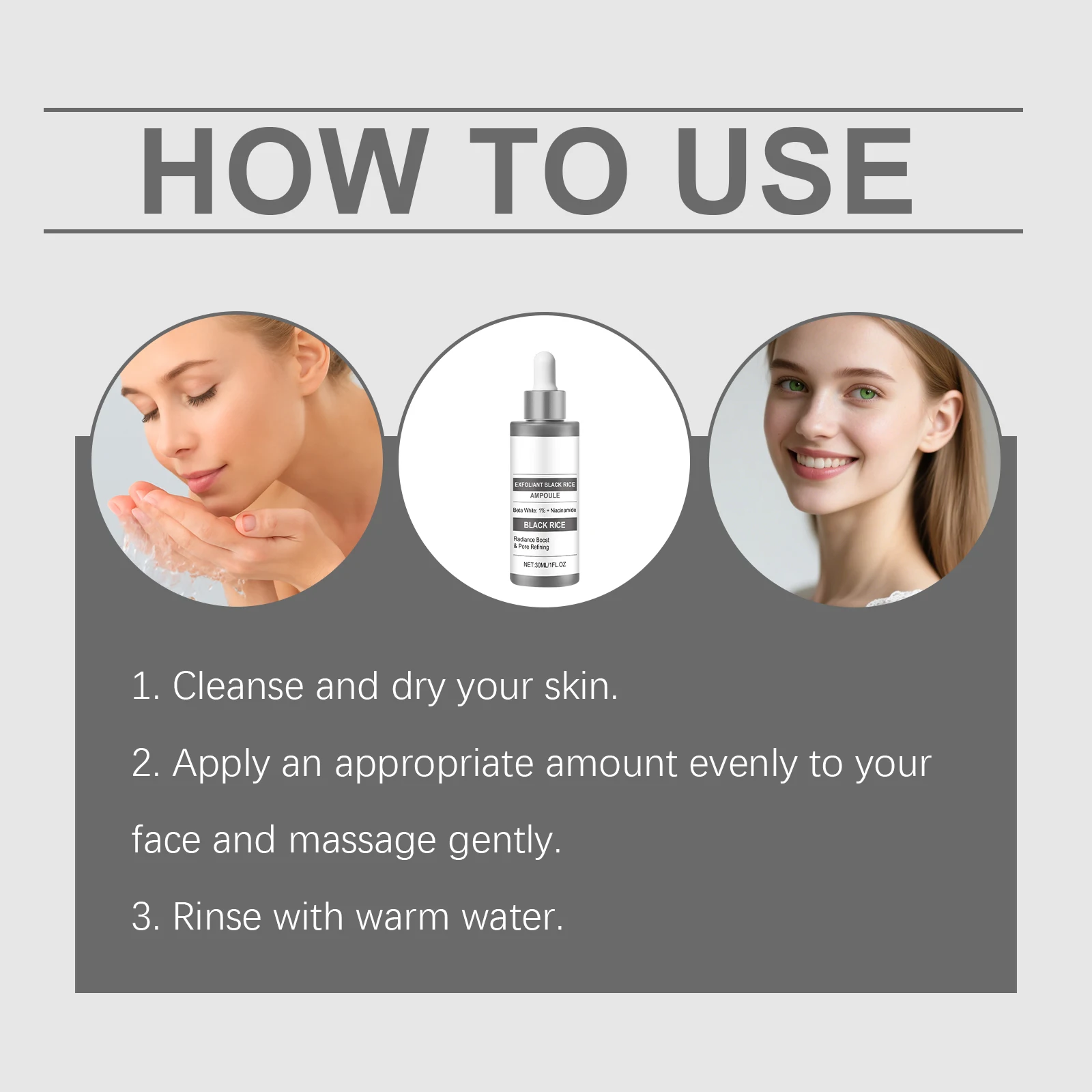 حمض الساليسيليك جوهر الأرز الأسود تقشير عميق لطيف يقلل من الرؤوس السوداء تحسين بلادة تفتح المسام مصل سطع الوجه #6