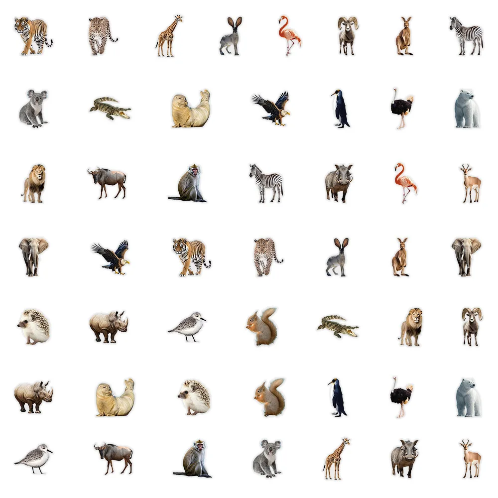 10/50 قطعة ملصقات شفافة الحيوانات البرية ملصق الحيوان الشارات واقعية لعبة الأمتعة المحمول الهاتف الغيتار سيارة الدراجة ملصق لعبة #5