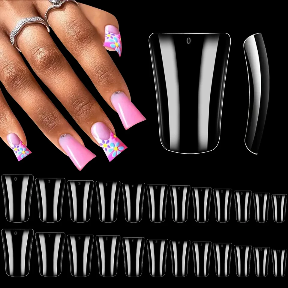 120Pcs Tips de Uñas Falsas Transparentes Pico de Pato Cobertura Completa 12 Tamaños Presionar Uñas Extensión para Manicura Salón 6