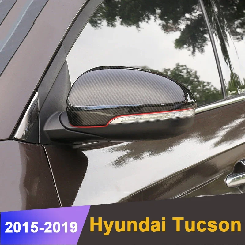 

ABS Carbon Car Rearview Mirror Cover Side Wing Cap Shell Case Trims For Hyundai Tucson 2015 2016 2017 2018 2019 2020 Accessories