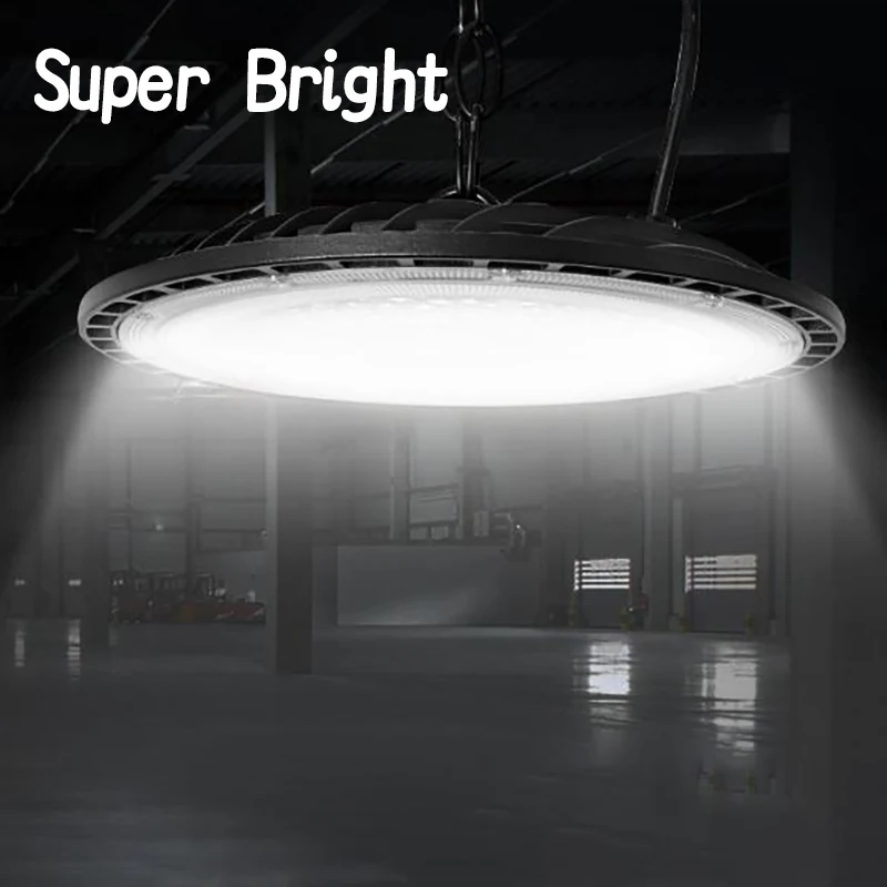 Super Bright UFO LED High Bay Light AC85-265V 100W-300W IP65 Waterproof Commercial Industrial Garage Workshop Gym Market Lamp