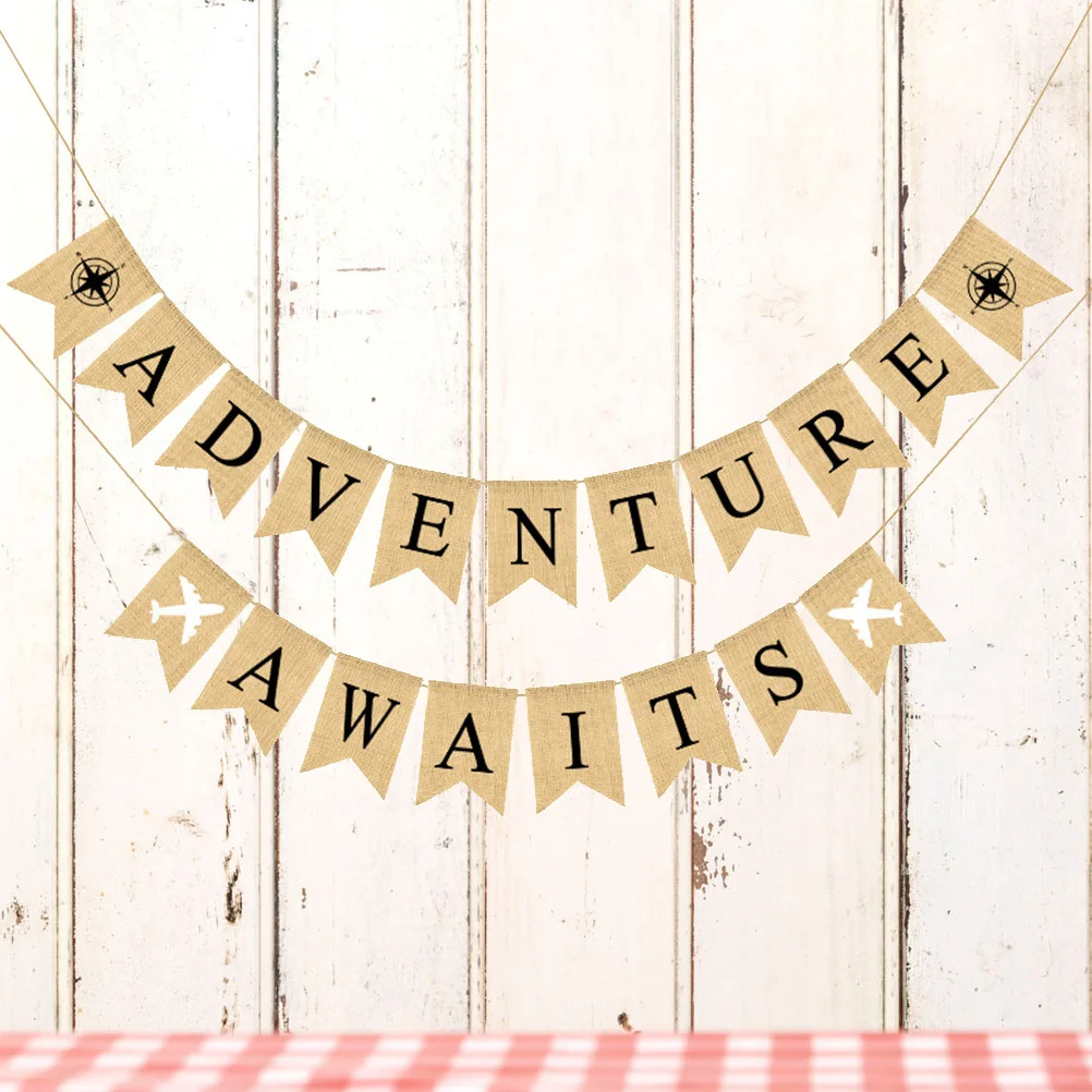 

10Ft Sturdy Linen Bunting Banner Party Decoration Retire Garland Swallowtail Flags Adventure Theme Decorations