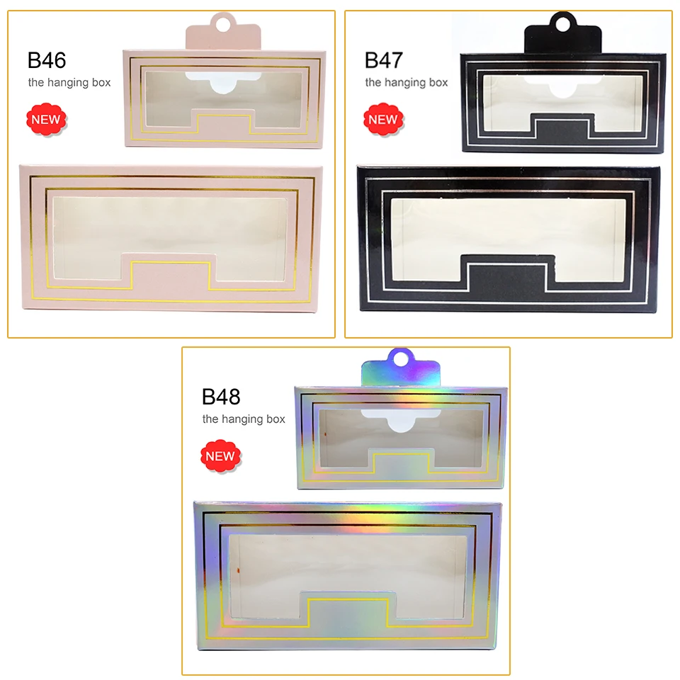 New Hanging Lash Box Wholesale 5/10/30/50/100 Pcs Lash Boxes Packaging With Holes Free Shipping Eyelash Packaging Box