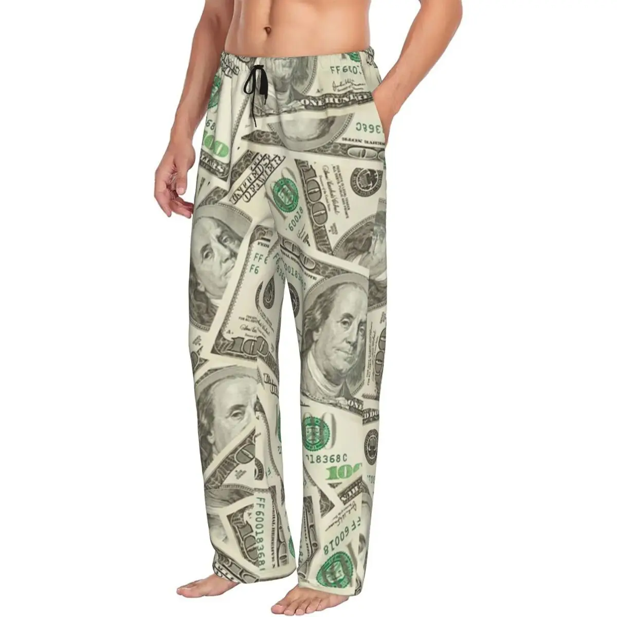 

Custom US Dollar Banknotes Men Pajama Pants Lounge Sleep Sleepwear Bottoms with Pockets