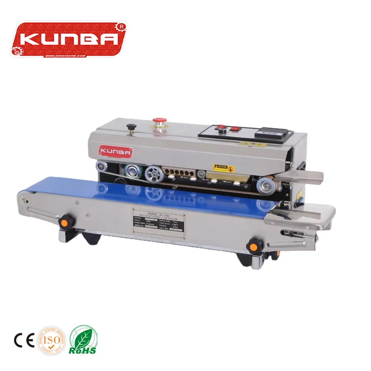 KUNBA Film Pouch Date Printing Packet Food Bag Plastic Motor Vertical Continuous Band Sealing Sealer Machine for Beverages