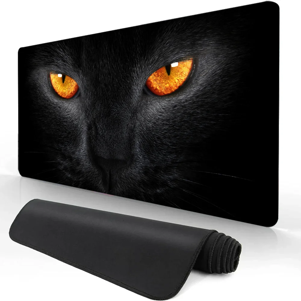 

Черный коврик для мыши с кошачьими глазами XXL, компьютерные аксессуары, офисные игровые XL, настольные коврики, резиновые противоскользящие коврики для игровой клавиатуры, коврики для мыши, настольные коврики