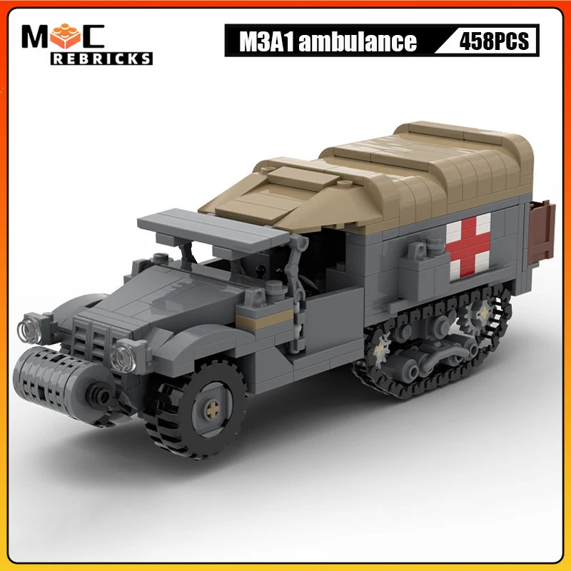 

MOC Technology Resure Vehicles M3A1 Ambulance Military Half-Tracks Trucks DIY Building Blocks Model Bricks Toys Kids Xmas Gifts