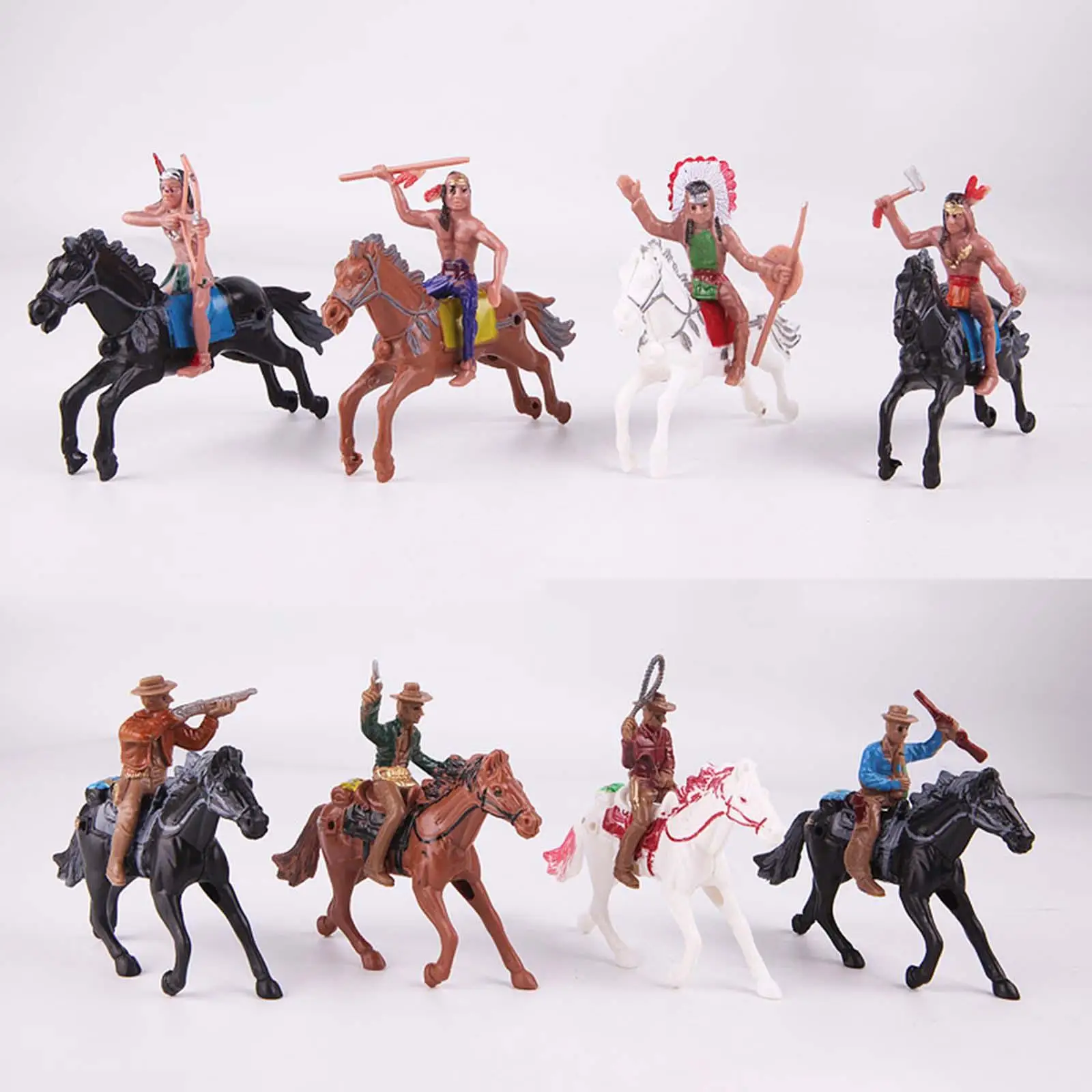 Pack of 8 Cowboys Figures Horse Riding Playset for Toddlers Preschool Kids