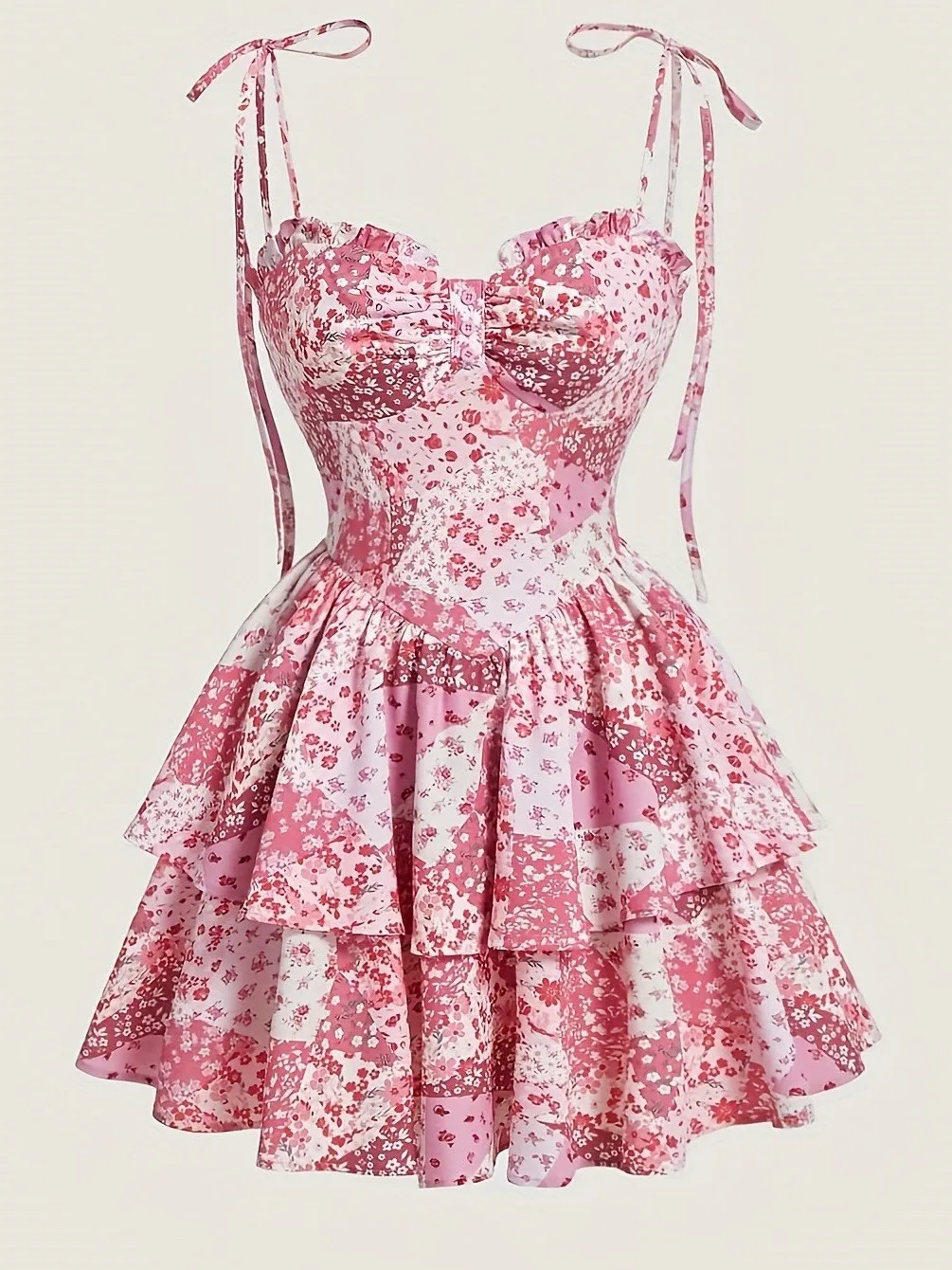 

Faionable Floral Susp Cake Skirt Women's High Waist Svel Summer Dr Sweet Sle Loose Fit Zipper Closure