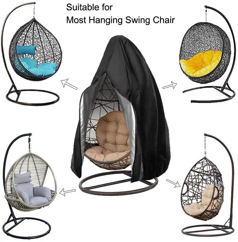 210D Chair Cover Zipper Hanging Egg Chair Cover Waterproof Patio Swing Dustproof Outdoor Chair Cover Protector Patio