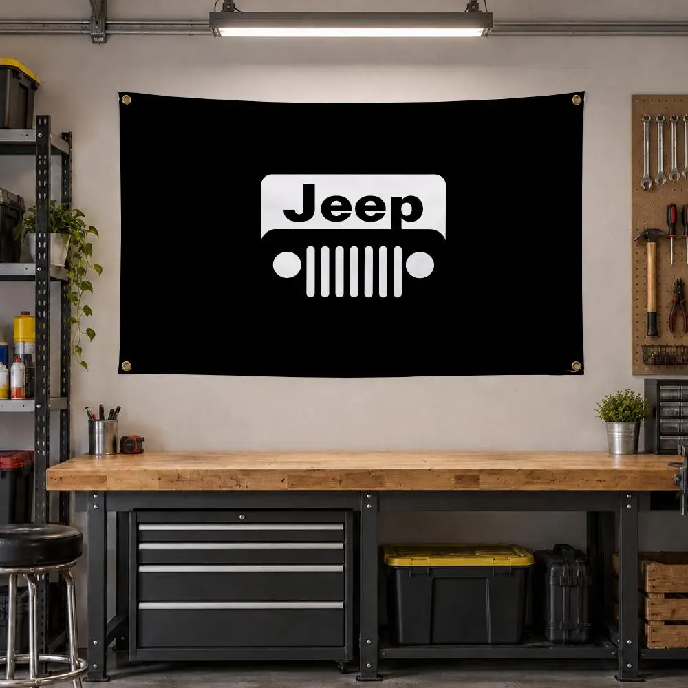 Offroad Jeep Wrangler Trail Adventure Flags Personalized Banner Flag Room Dorm Camping Picnic Garage Bar Outdoor Wall Decor