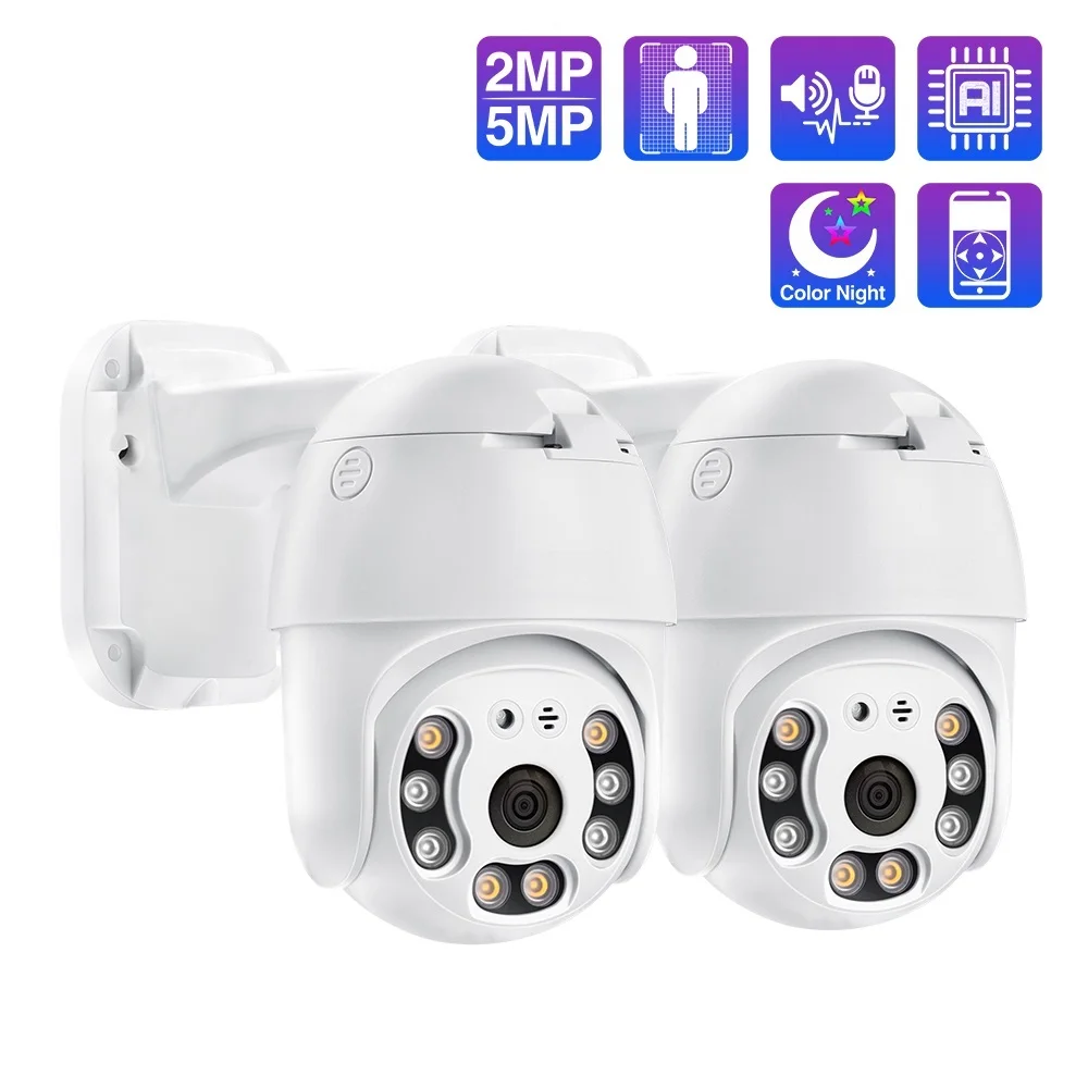 Go! HD 5MP POE IP Camera PTZ Outdoor Camera Two-way Audio Record Full Color Night CCTV Video Security Surveillance System