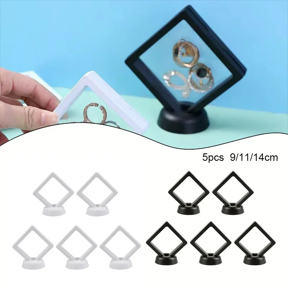 

5PCS 3D Floating Picture Frame Shadow Box Jewelry Display Stand Ring Pendant Holder Protect Jewellery Stone Presentation Case