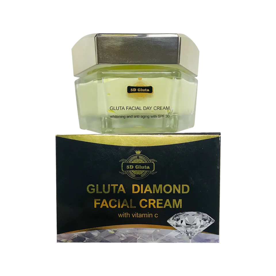 5D Gluta Diamond Face Care Cream Whitening Nourishing Moisturizes Brightens Skin for Dark Skin Female Beauty Day Cream