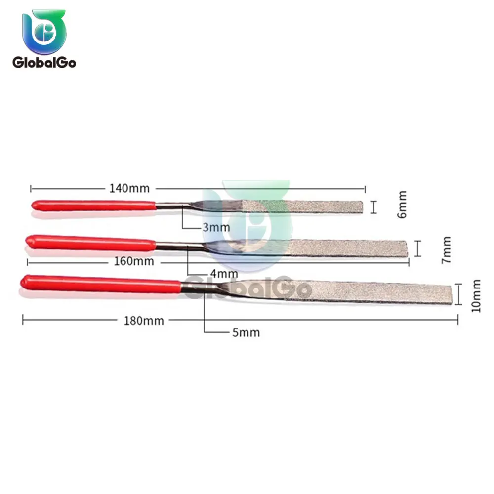 10pcs Diamond Files for Metal Jeweler Stone Polishing Wood Carving Craft Double-cut Plating Needle File Set Hand Tools 3x140MM