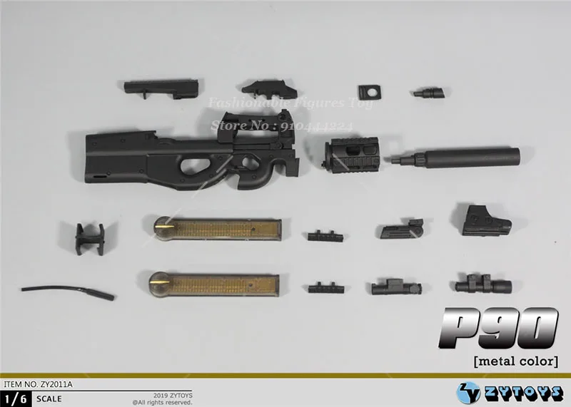 ZY2011 1/6 Scale ทหารตุ๊กตาอาวุธ P90 Submachine Gun ทหารพลาสติกของเล่นสําหรับ 12 นิ้ว Action Figure Body