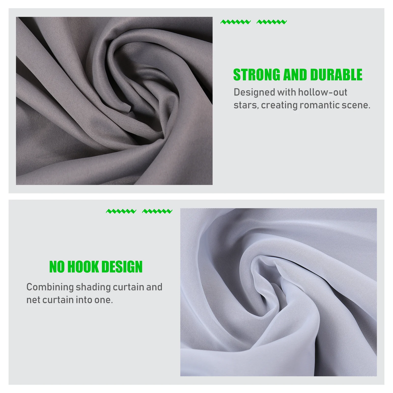 

2 in 1 Fabric Gauze Curtains Hollow Out Stars Design Blackout Drapes for Bedroom Living Room Office Net Window Blinds