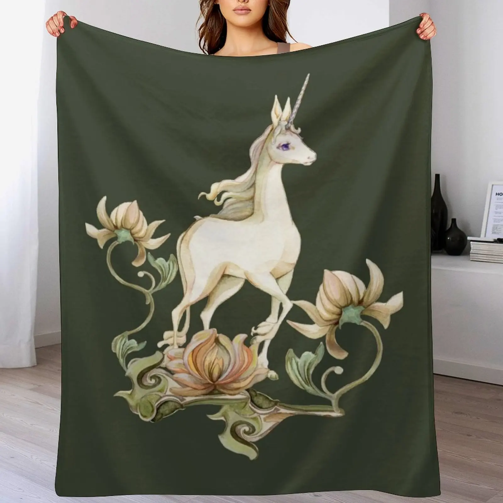 

Last Unicorn - Flower Garden Throw Blanket Soft Solid Color Blanket for Couch Bed