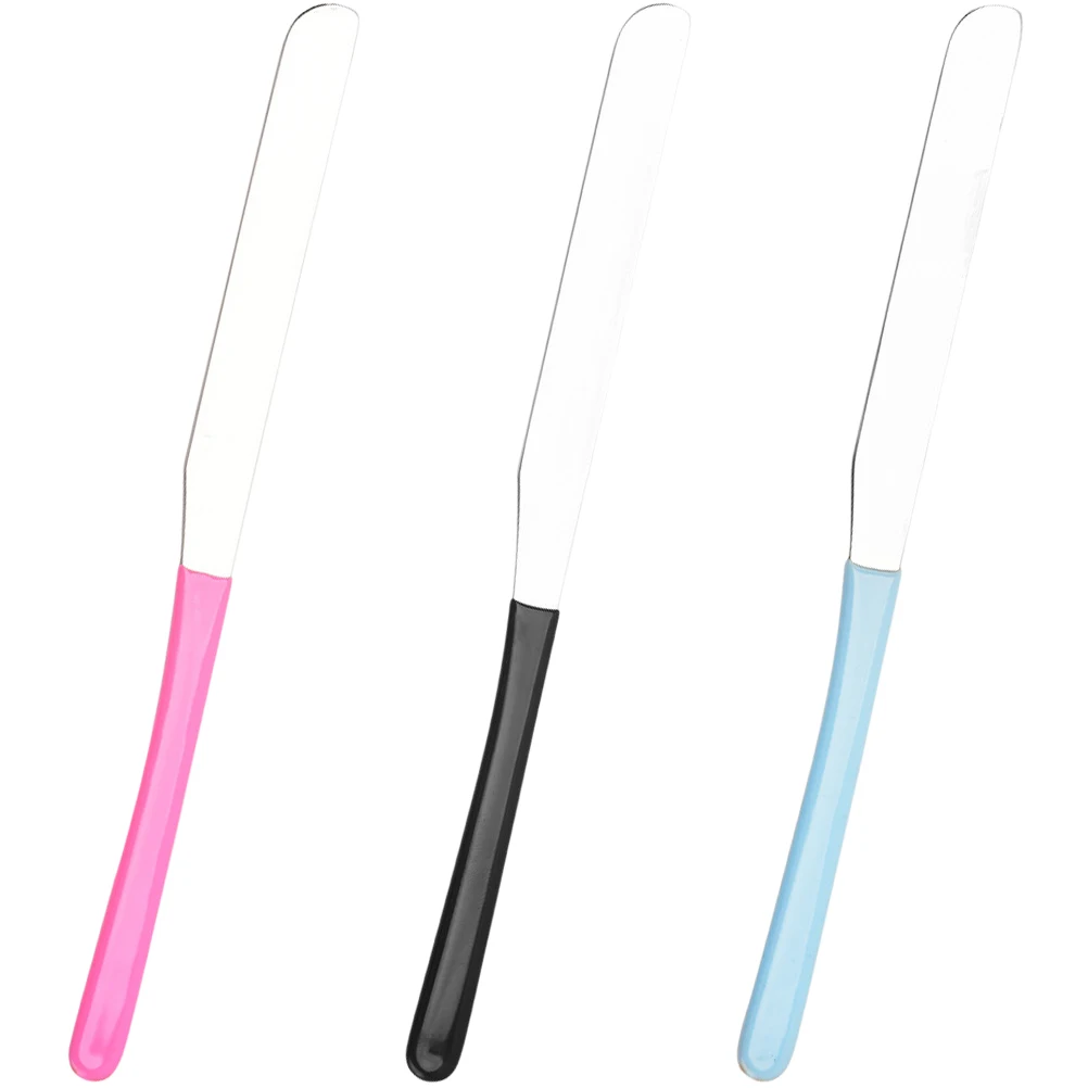 

3pcs Stainless Steel Mixing Spatula Makeup Tool Long Metal Rod For Blush Foundation Lip Nail Art Durable