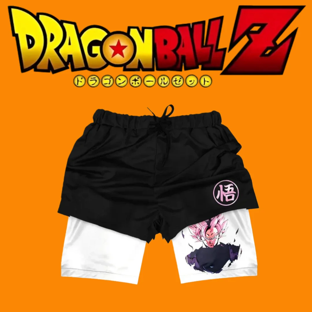 

Спортивные шорты с принтом Dragon Ball в стиле аниме, двухслойные шорты 2-в-1, летние шорты из двух частей из 100% чистого хлопка с принтом
