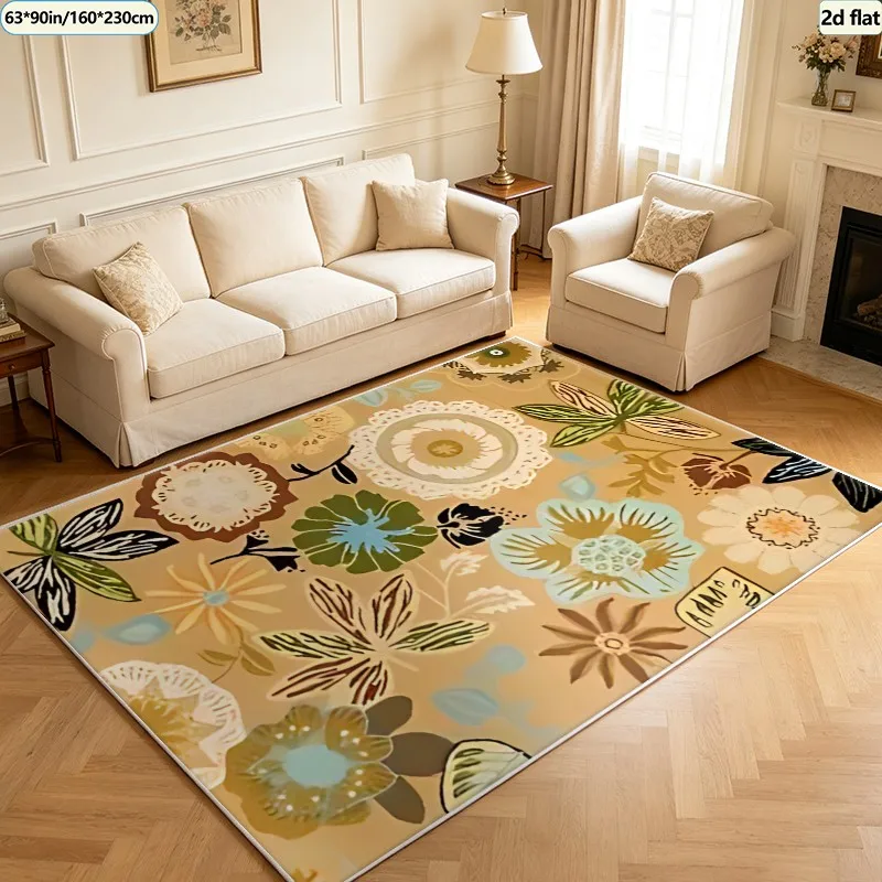 1 Piece of Vintage Floral Print Carpet, Soft and Comfortable, Suitable for All Seasons, Lightweight and Easy to Care For, Ideal for Home Decor in the Living Room, Bedroom, and Entryway, Perfect for Autumn and Winter.