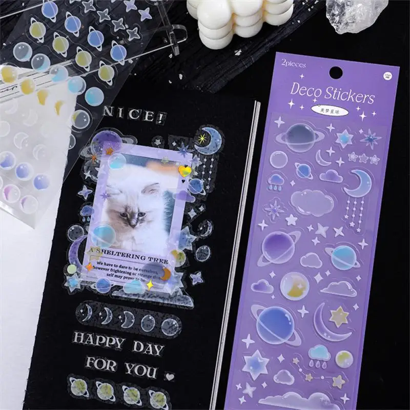 Small Snowflake Planet Stickers Korean Stationery Stickers Laptop And Water Bottle Decal Sticker Photo Planner Sticker